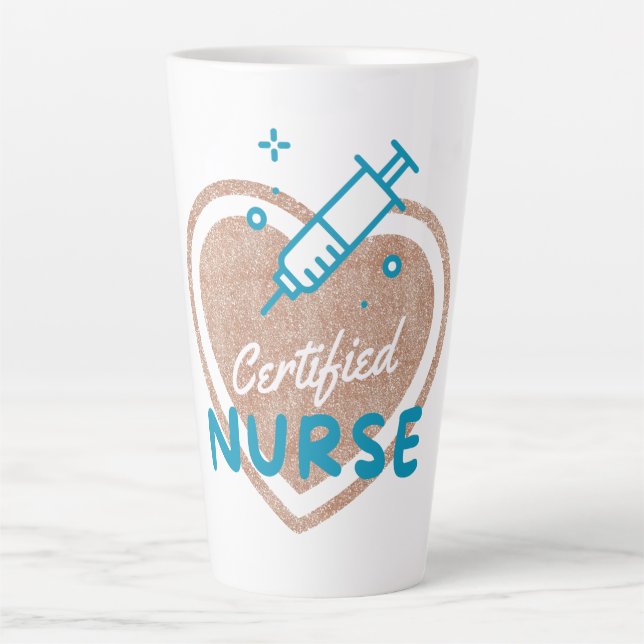 Caneca De Café Latte Enfermeira Certificada (Frente)