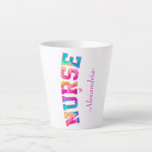 Caneca De Café Latte "Enfermeira" nas cores do arco-íris elegantes   Vi