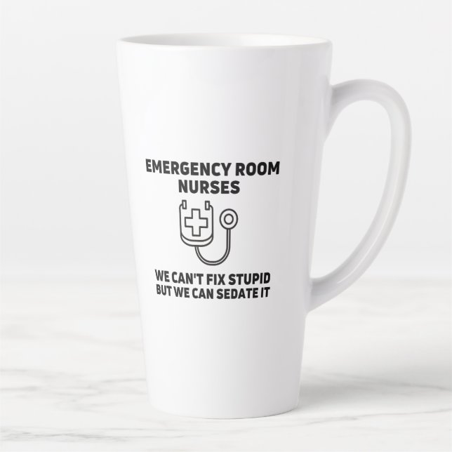 Caneca De Café Latte Enfermeiras de emergência sedação estúpida (Direita)