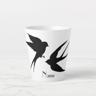 Caneca De Café Latte Engolir Aves Silhouettes Thunder_Cove 