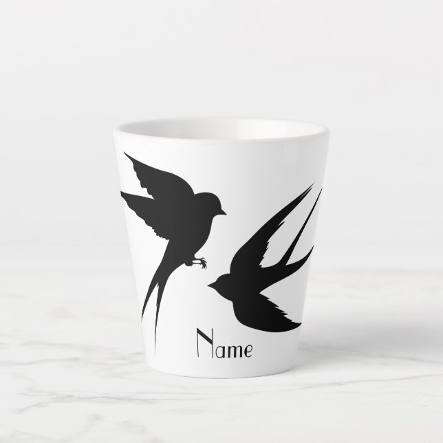 Caneca De Café Latte Engolir Aves Silhouettes Thunder_Cove  (Frente)