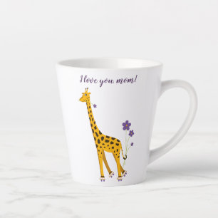 Caneca De Café Latte Engraçada Engraçada Caricatura Girafa Ama Mãe