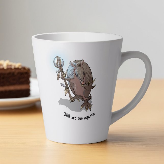 Caneca De Café Latte Engraçado Armadillo milk e dois açúcares - desenho (Criador carregado)