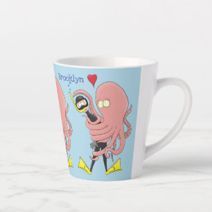 Caneca De Café Latte Engraçado de polvo encantador humor de desenho ani