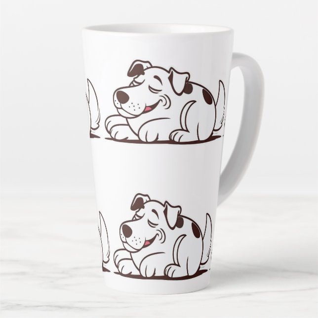 Caneca De Café Latte Engraçado Design de Cachorro Preguiçoso (Ângulo direito)
