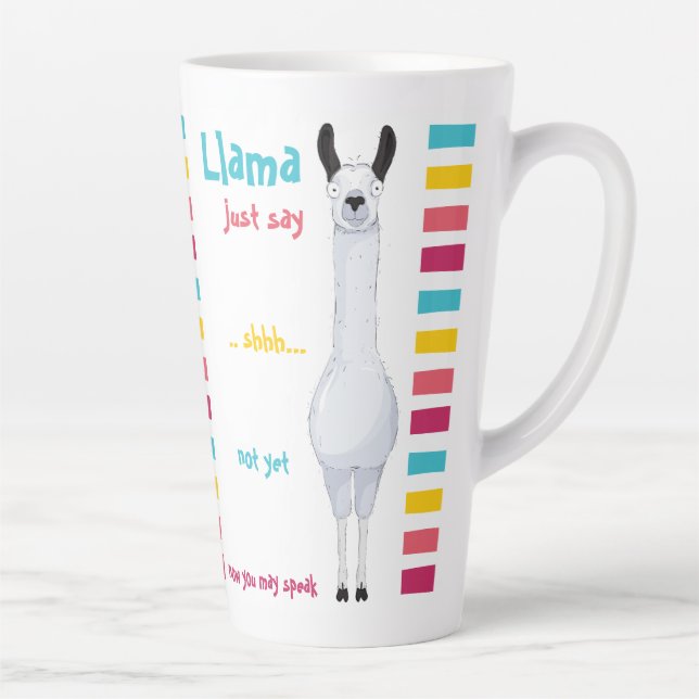 Caneca De Café Latte Engraçado engraçado, doce "Llama só diz" (Direita)
