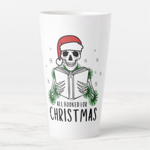 Caneca De Café Latte Engraçado Esqueleto de Leitura de Natal Está Reser