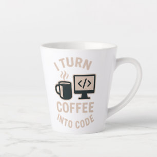 Caneca De Café Latte Engraçado Eu Transformo Café Em Código