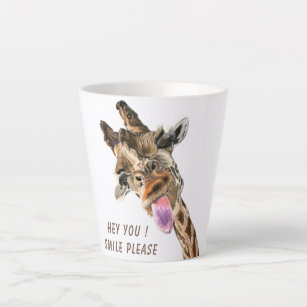Caneca De Café Latte Engraçado Girafa, língua para fora e Piscar os olh