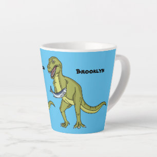 Caneca De Café Latte Engraçado ilustração do dinossauro T rex