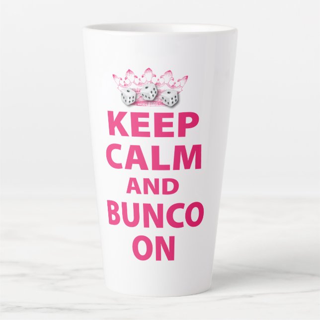Caneca De Café Latte Engraçado Mantenha Calma Amigo Do Jogador Bunco (Frente)