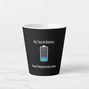 Caneca De Café Latte Engraçado Minha Bateria Social Está Baixa - Introv
