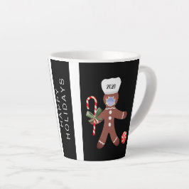 Caneca De Café Latte Engraçado Natal 2020 Pão De Pão Na Máscara