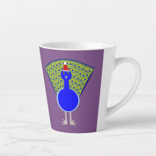 Caneca De Café Latte Engraçado Peacock de Natal