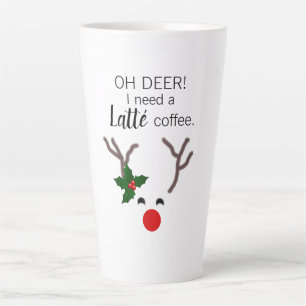 Caneca De Café Latte Engraçado Reindeer Moderno de Natal