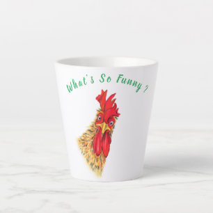 Caneca De Café Latte Engraçado Rooster Latte Mug - Texto Personalizado