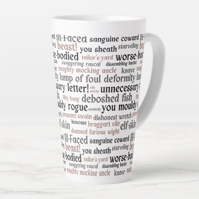 Caneca De Café Latte Engraçado Shakespeare Insulta Literatura Clássica (Ângulo direito)