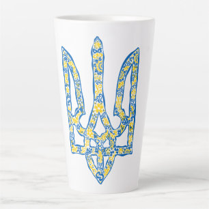 Caneca De Café Latte Énica nacional ucraniana emblem trident trizub