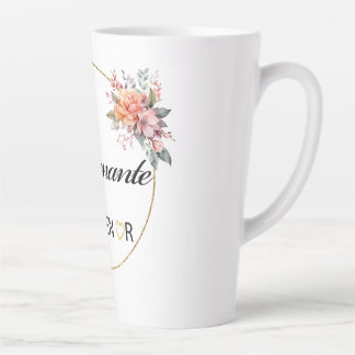 Caneca De Café Latte Enseignante Floral Watercolor Latte