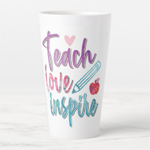 Caneca De Café Latte Ensino. Amor. Inspire. O coração de cada sala de a