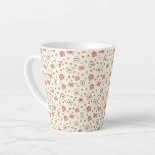Caneca De Café Latte Envelopes Fofos & Corações Sem Costura do Dia dos 