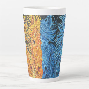 Caneca De Café Latte Equilíbrio Eterno-Cavalos-Gêmeos