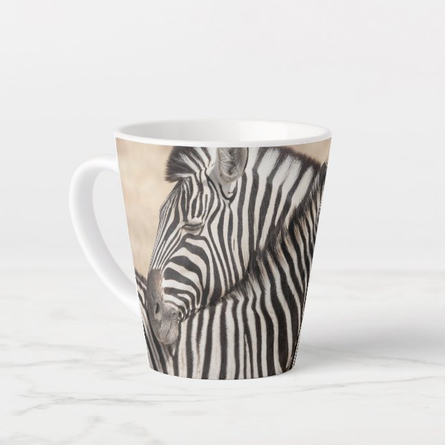 Caneca De Café Latte Equinos de Burchell Lutando (Ângulo esquerdo)