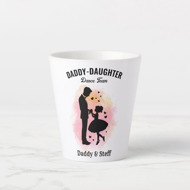 Caneca De Café Latte Equipe de dança pai-filha (3) (Frente)