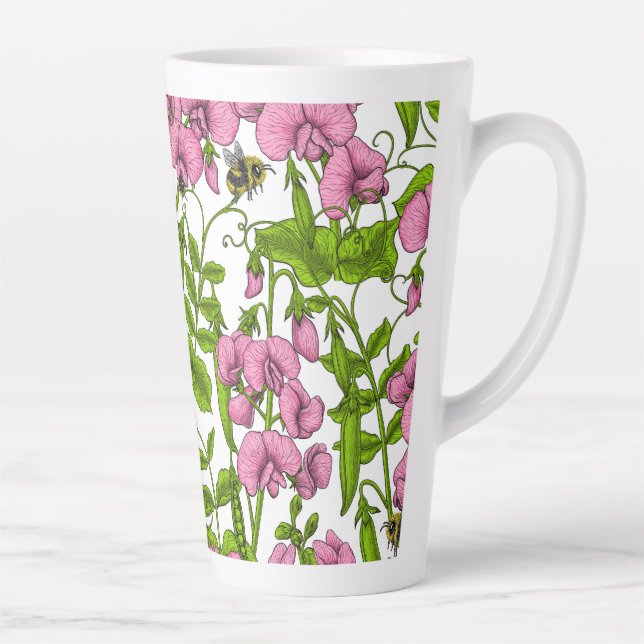 Caneca De Café Latte Ervilhas doces e espécimes do gênero Bombus spp.,  (Direita)