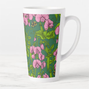 Caneca De Café Latte Ervilhas doces e espécimes do gênero Bombus spp., 