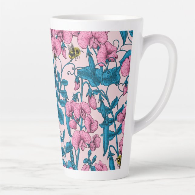 Caneca De Café Latte Ervilhas doces e espécimes do gênero Bombus spp.,  (Direita)