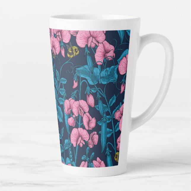 Caneca De Café Latte Ervilhas doces e espécimes do gênero Bombus spp.,  (Direita)