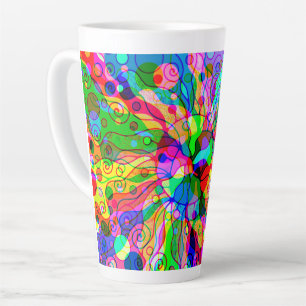 Caneca De Café Latte Esboço de arte fantasiosa - Abstrato Neon Shift 1