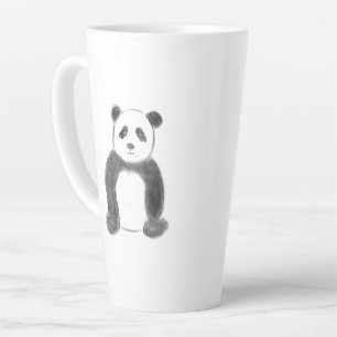 Caneca De Café Latte Esboço preto e branco do panda