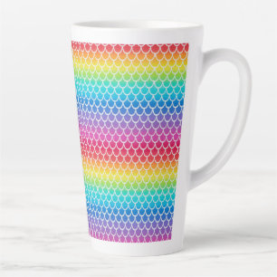 Caneca De Café Latte Escalas coloridas de Sereia do Arco-Íris