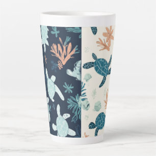 Caneca De Café Latte "Escape Submarino - Arte da Tartaruga Marítima
