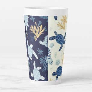 Caneca De Café Latte "Escape Submarino - Arte da Tartaruga Marítima