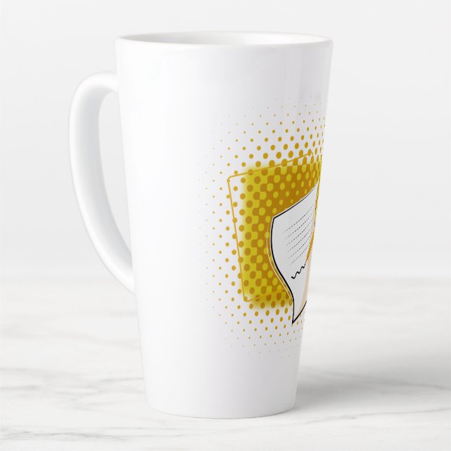 Caneca De Café Latte Escrevendo sobrevoo (Ângulo esquerdo)