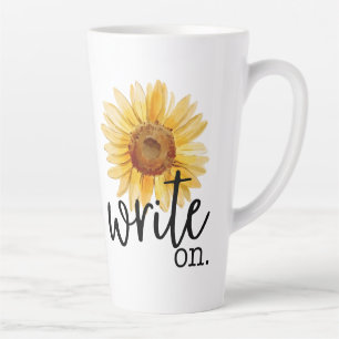 Caneca De Café Latte Escrever em (com girassol)