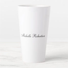 Caneca De Café Latte Escrita manual em chic - Mínimo branco preto