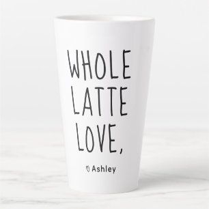 Caneca De Café Latte Escrita Preta De Amor Com Lotta namorados