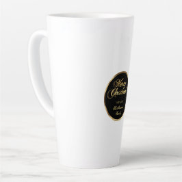 Caneca De Café Latte Escuro elegante, preto moderno e Dourado Natal
