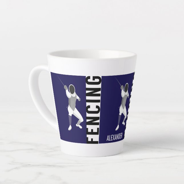 Caneca De Café Latte Esgrima (Ângulo esquerdo)
