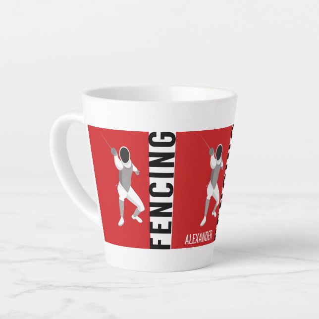 Caneca De Café Latte Esgrima (Ângulo esquerdo)