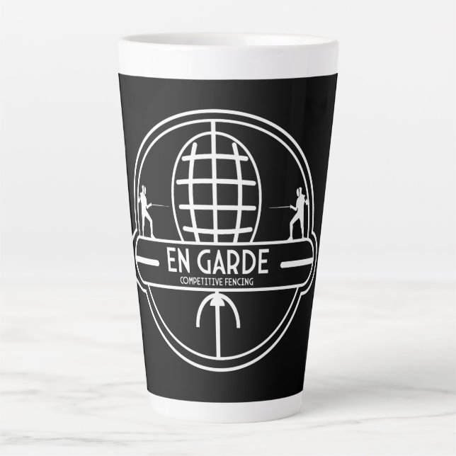 Caneca De Café Latte Esgrima de Espadas Competitiva (Frente)