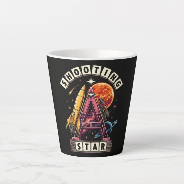 Caneca De Café Latte Espaço da Estrela Cadente (Frente)