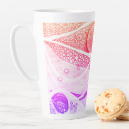 Caneca De Café Latte Espaço dos Planetas Preto e Rosa de Abstração Mode