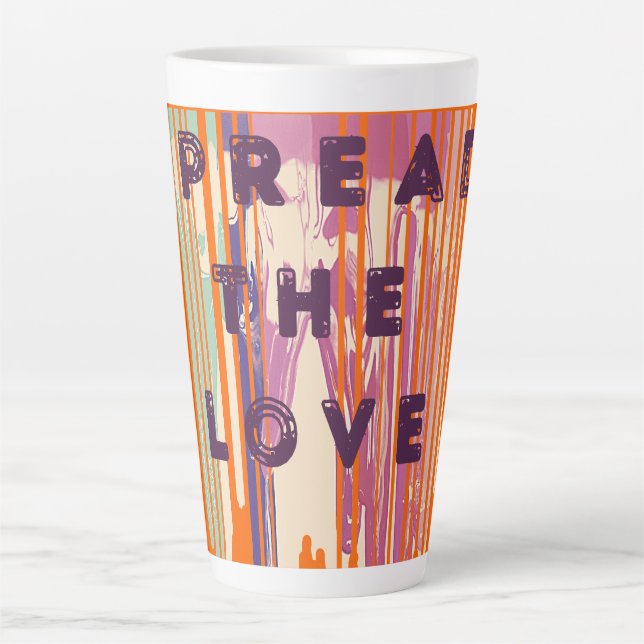 Caneca De Café Latte Espalhar O Amor Derreteu Cores Positivas (Frente)
