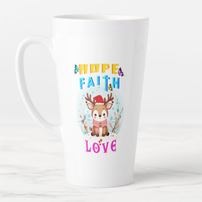 Caneca De Café Latte Esperança Fé Amor (Esquerda)