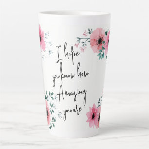 Caneca De Café Latte Espero que saiba Aquarela Floral Amizade